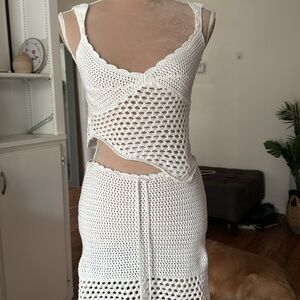 Crochet Macrame Knit White TOP ONLY